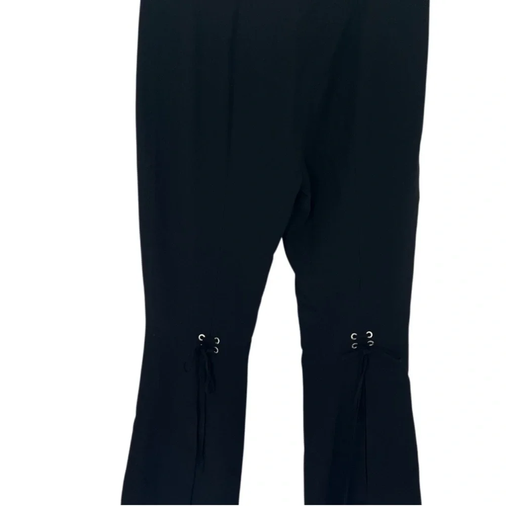 Alexander McQueen Lace-Up Flare Pants Elegant Black Dress Pants - Picture 6 of 9